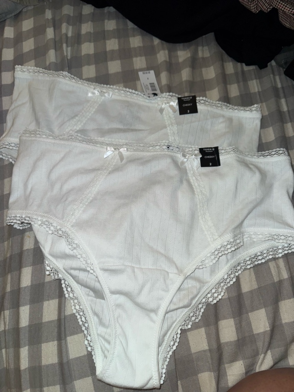 torrid White Lace-Trim Cotton Cheeky Briefs (2 Pack) size 2